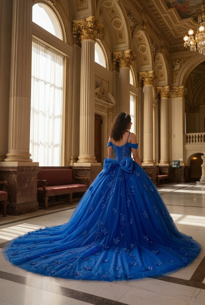 Charming Ball Gown Cold Shoulder Quinceañera Dress With 3D Floral and Lace | Promspark