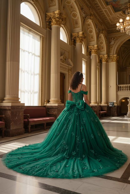 Charming Ball Gown Cold Shoulder Quinceañera Dress With 3D Floral and Lace | Promspark
