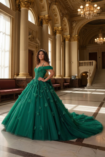 Charming Ball Gown Cold Shoulder Quinceañera Dress With 3D Floral and Lace | Promspark