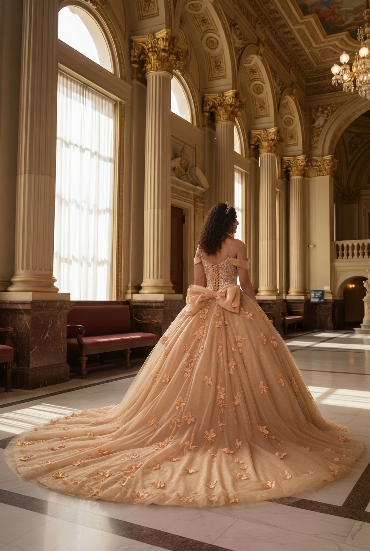 Charming Ball Gown Cold Shoulder Quinceañera Dress With 3D Floral and Lace | Promspark