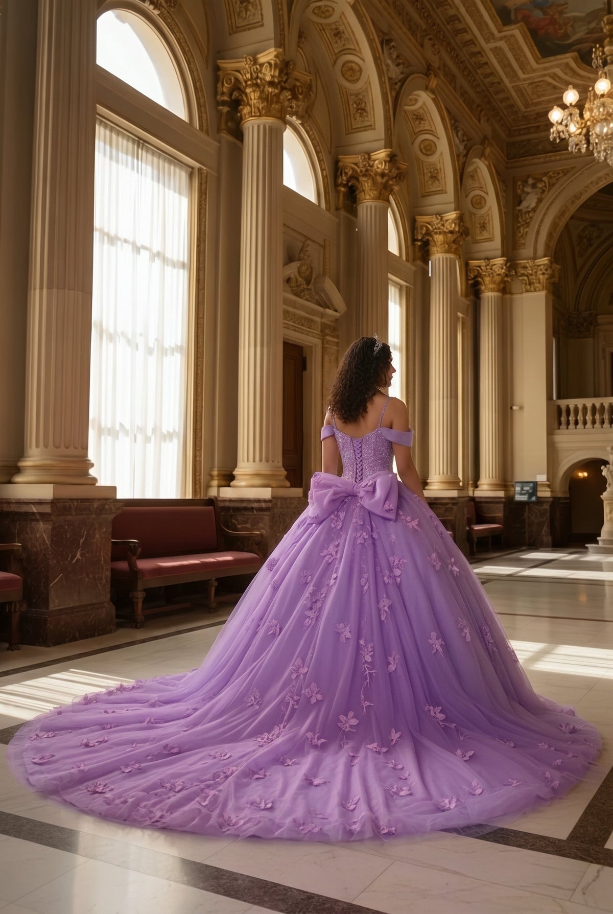 Charming Ball Gown Cold Shoulder Quinceañera Dress With 3D Floral and Lace | Promspark
