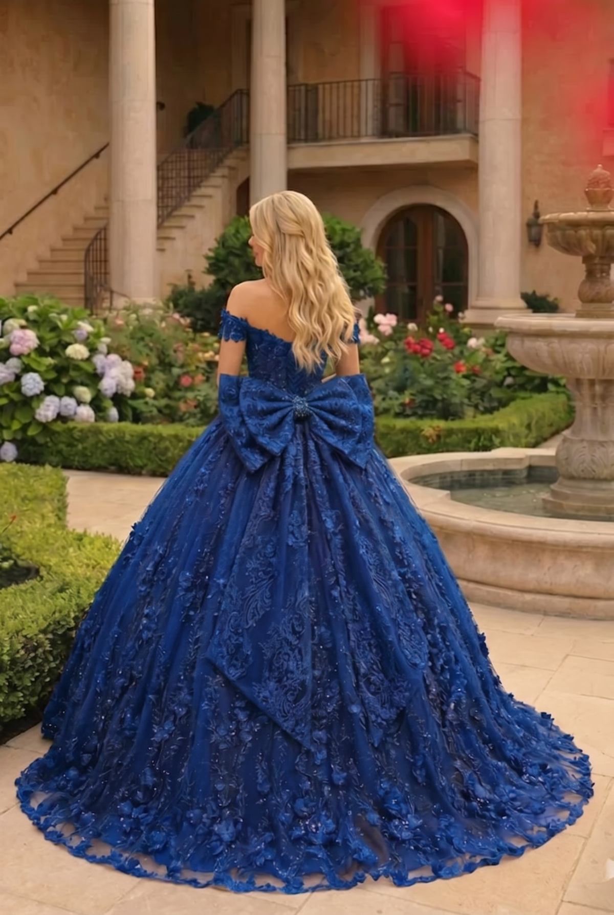 Charming Ball Gown Cold Shoulder Quinceañera Dress With Floral Lace and Bow | Promspark