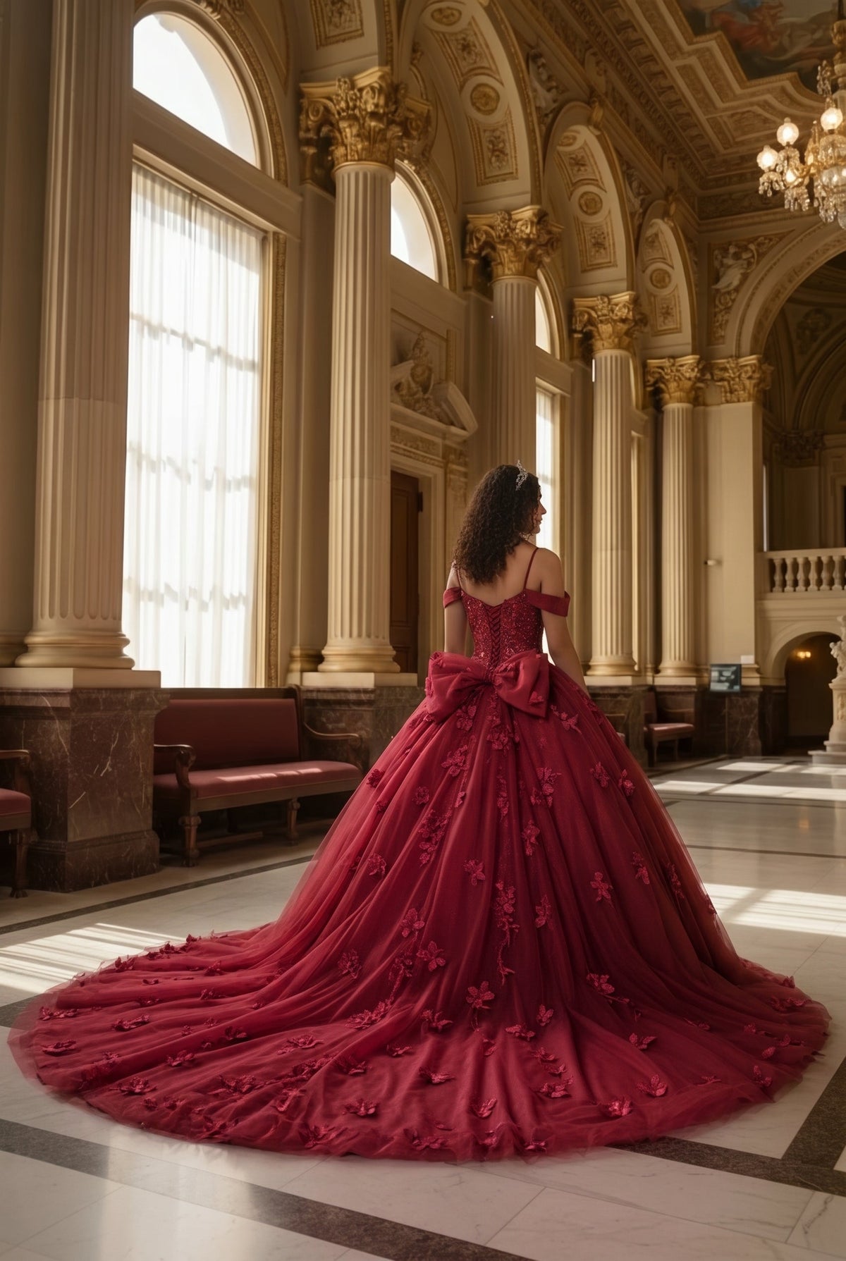 Charming Ball Gown Cold Shoulder Quinceañera Dress With 3D Floral and Lace | Promspark