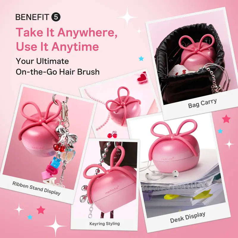 Ribbon Cherry Glass Hair Brush | Detangling & Smooth Hair Care