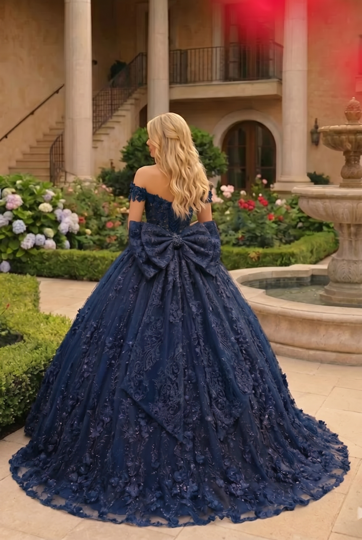 Charming Ball Gown Cold Shoulder Quinceañera Dress With Floral Lace and Bow | Promspark