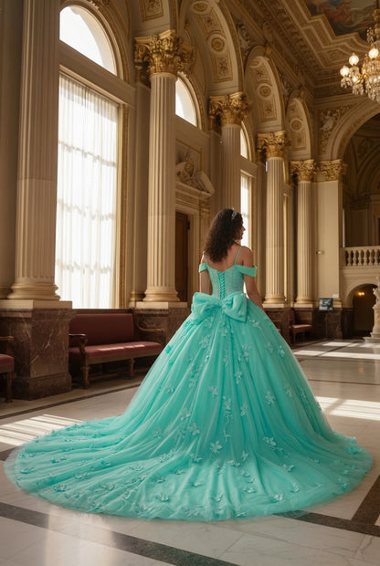Charming Ball Gown Cold Shoulder Quinceañera Dress With 3D Floral and Lace | Promspark