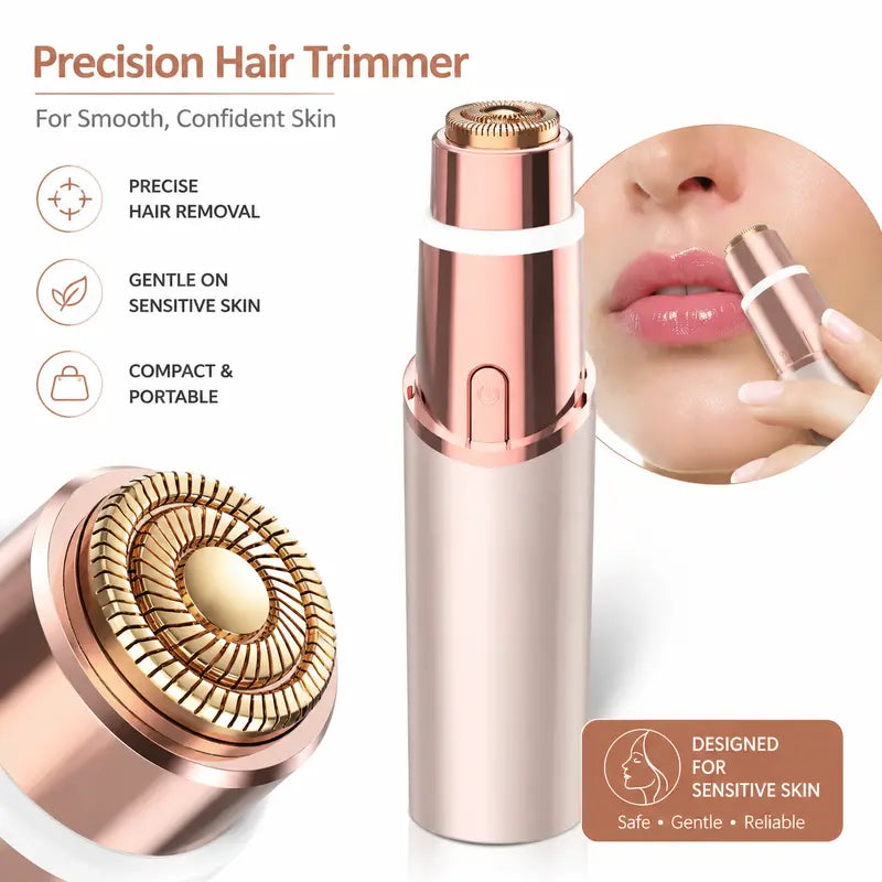 2-in-1 Facial & Eyebrow Hair Trimmer for Women | Rechargeable Face Razor for Peach Fuzz, Lip Hair & Brow Shaping