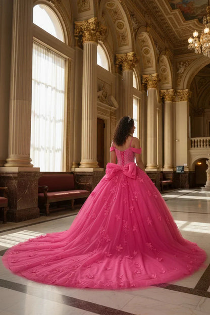 Charming Ball Gown Cold Shoulder Quinceañera Dress With 3D Floral and Lace | Promspark