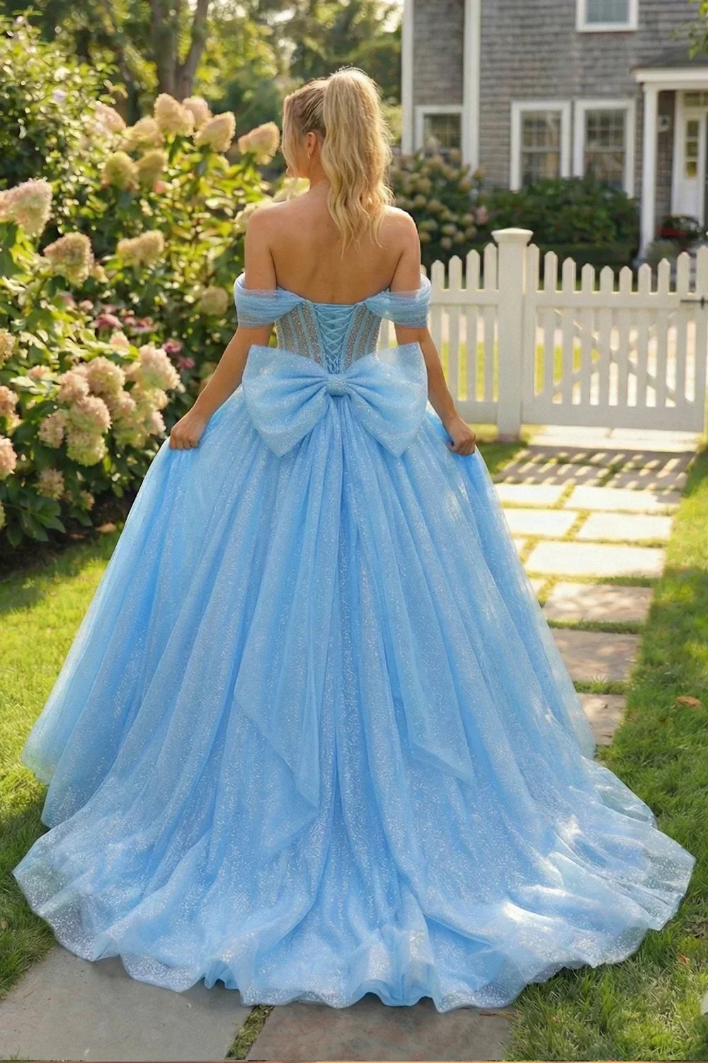 Charming Ball Gown Illusion Quinceañera Dress with bow | Promspark