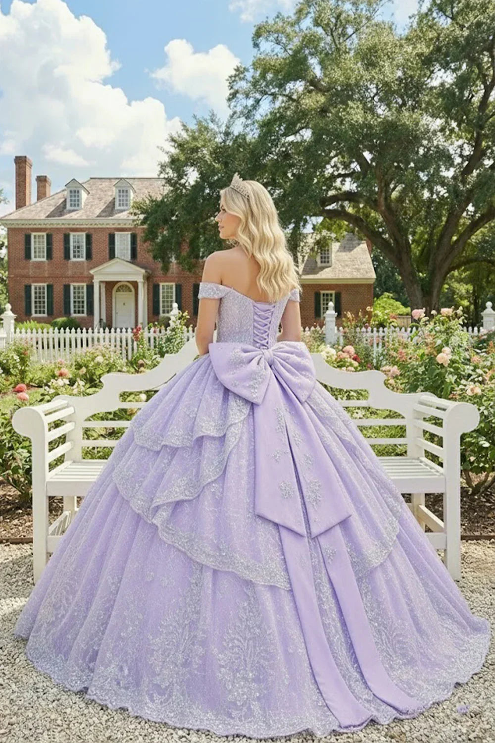Layered Ruffled Ball Gown Cold Shoulder Quinceañera Dress With Embroidery | Promspark