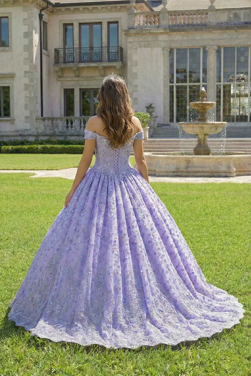 Elegant Ball Gown Cold Shoulder Quinceañera Dress With Floral Embroidery | Promspark