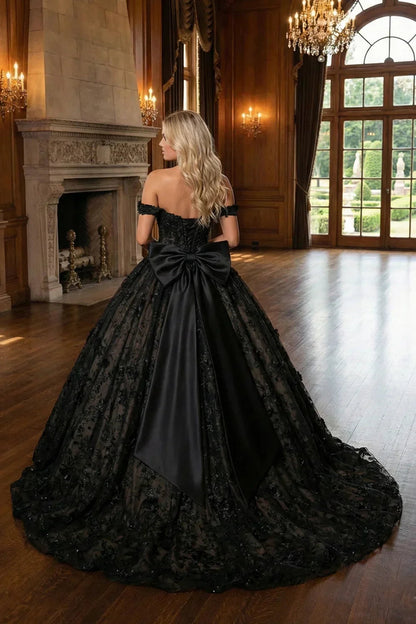 Luxurious Ball Gown Sweetheart Quinceañera Dress With 3D Floral and Bow | Promspark