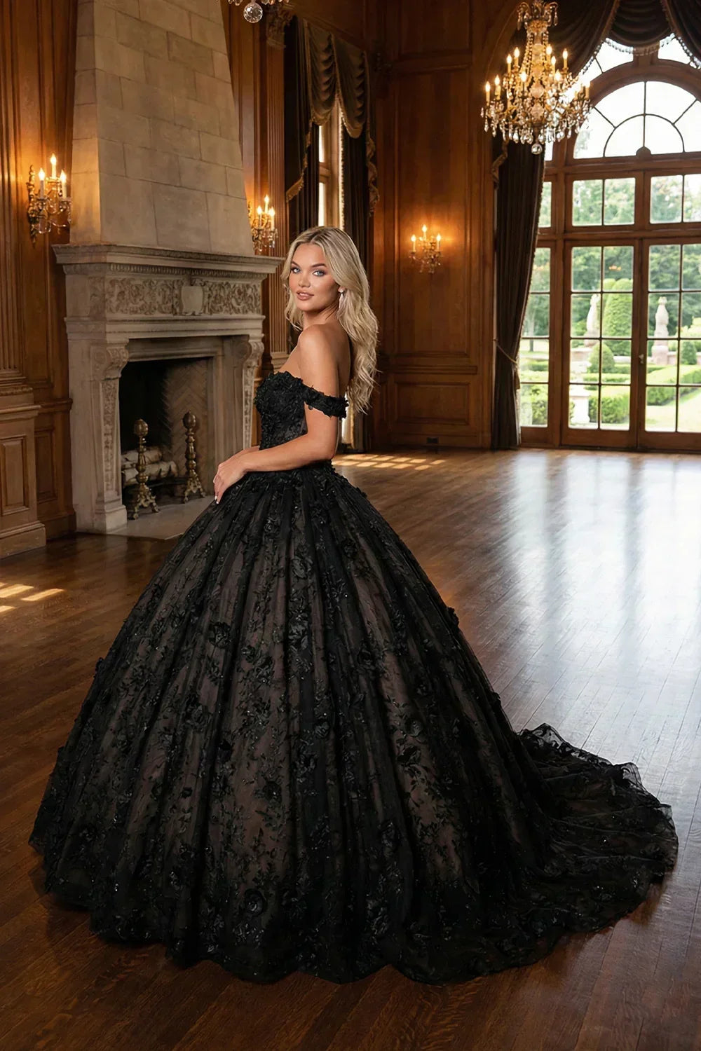 Luxurious Ball Gown Sweetheart Quinceañera Dress With 3D Floral and Bow | Promspark