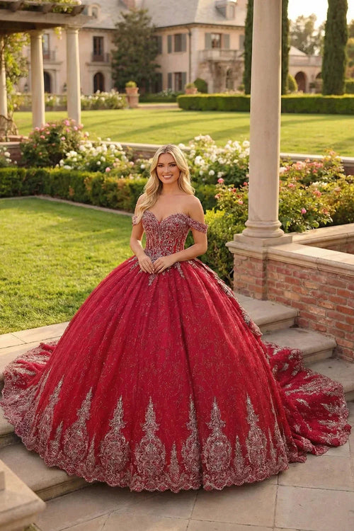 Luxurious Ball Gown Sweetheart Quinceañera Dress With Embroidery and Bow | Promspark