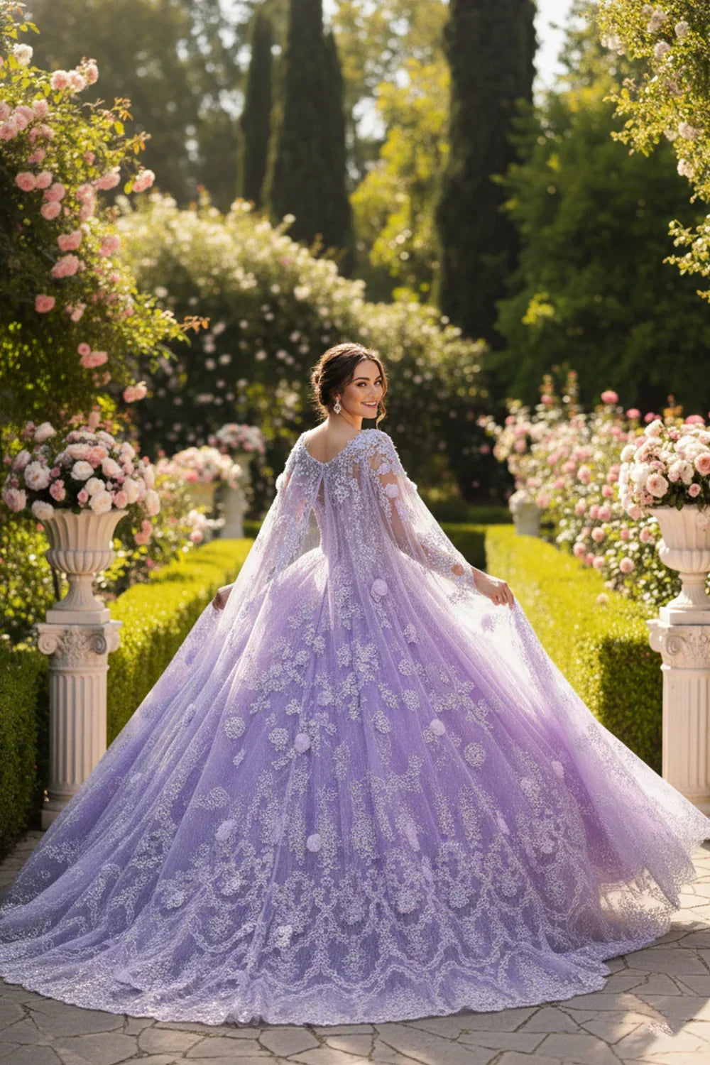 Elegant Ball Gown Off-the-shoulder Quinceañera Dress With Lace and 3D Floral | Promspark