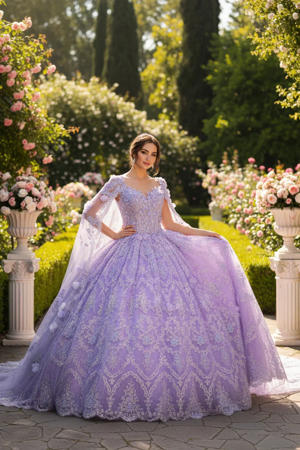 Elegant Ball Gown Off-the-shoulder Quinceañera Dress With Lace and 3D Floral | Promspark