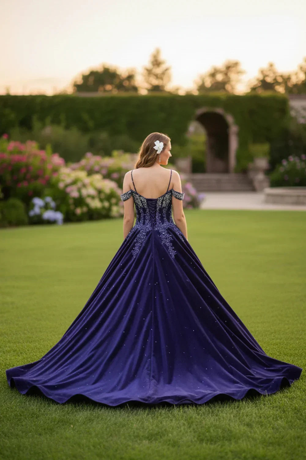 Elegant Lace Ball Gown Cold Shoulder Quinceañera Dress With Sparkle | Promspark