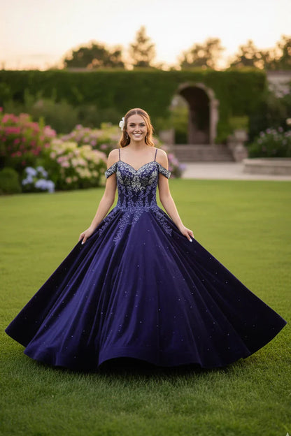 Elegant Lace Ball Gown Cold Shoulder Quinceañera Dress With Sparkle | Promspark
