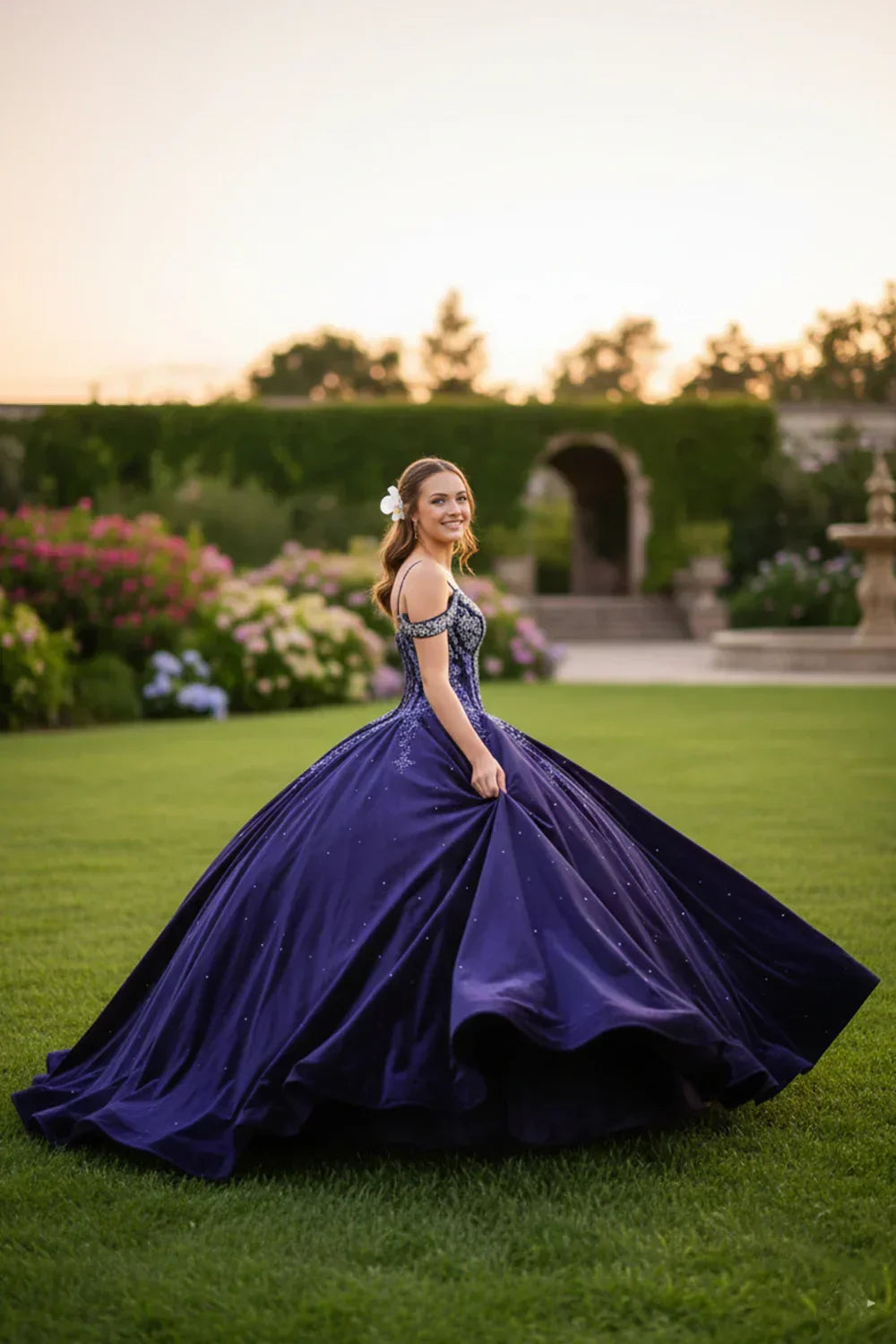 Elegant Lace Ball Gown Cold Shoulder Quinceañera Dress With Sparkle | Promspark