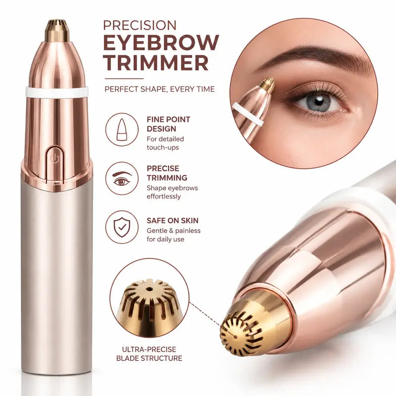 2-in-1 Facial & Eyebrow Hair Trimmer for Women | Rechargeable Face Razor for Peach Fuzz, Lip Hair & Brow Shaping
