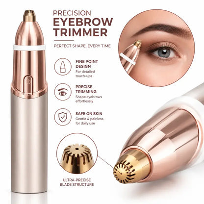 2-in-1 Facial & Eyebrow Hair Trimmer for Women | Rechargeable Face Razor for Peach Fuzz, Lip Hair & Brow Shaping