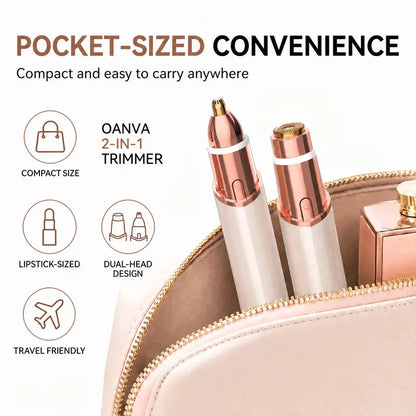 2-in-1 Facial & Eyebrow Hair Trimmer for Women | Rechargeable Face Razor for Peach Fuzz, Lip Hair & Brow Shaping
